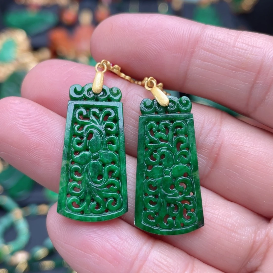 翡翠银S925镶嵌耳饰