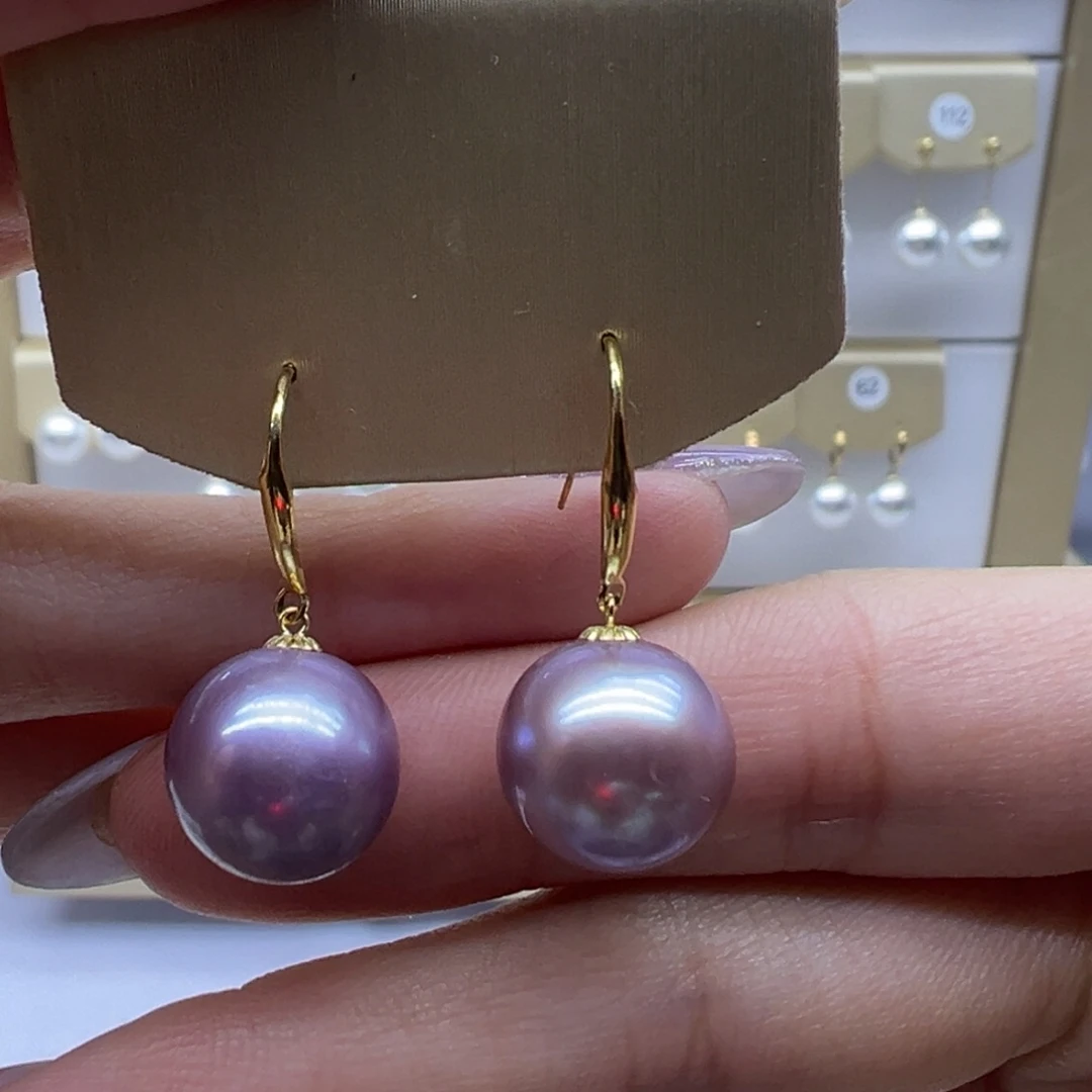 耳饰18K金镶嵌淡水珍珠