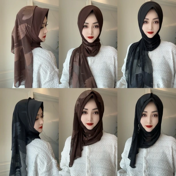 Maiyan羽毛网纱拼接水晶麻套头绕巾（配盒针）