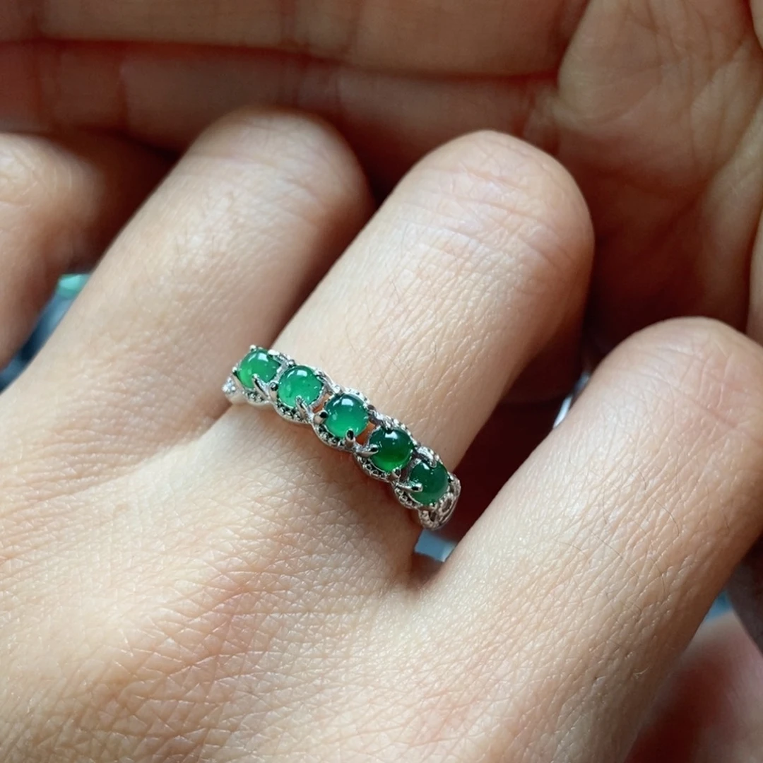 翡翠耳饰银S925镶嵌翡翠首饰