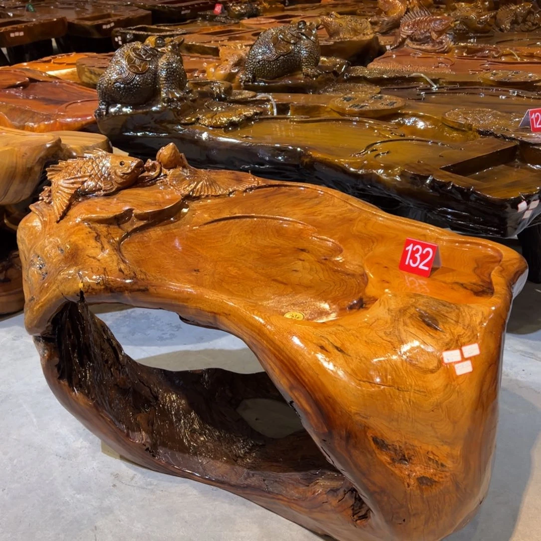 香樟木森根雕实木茶桌
