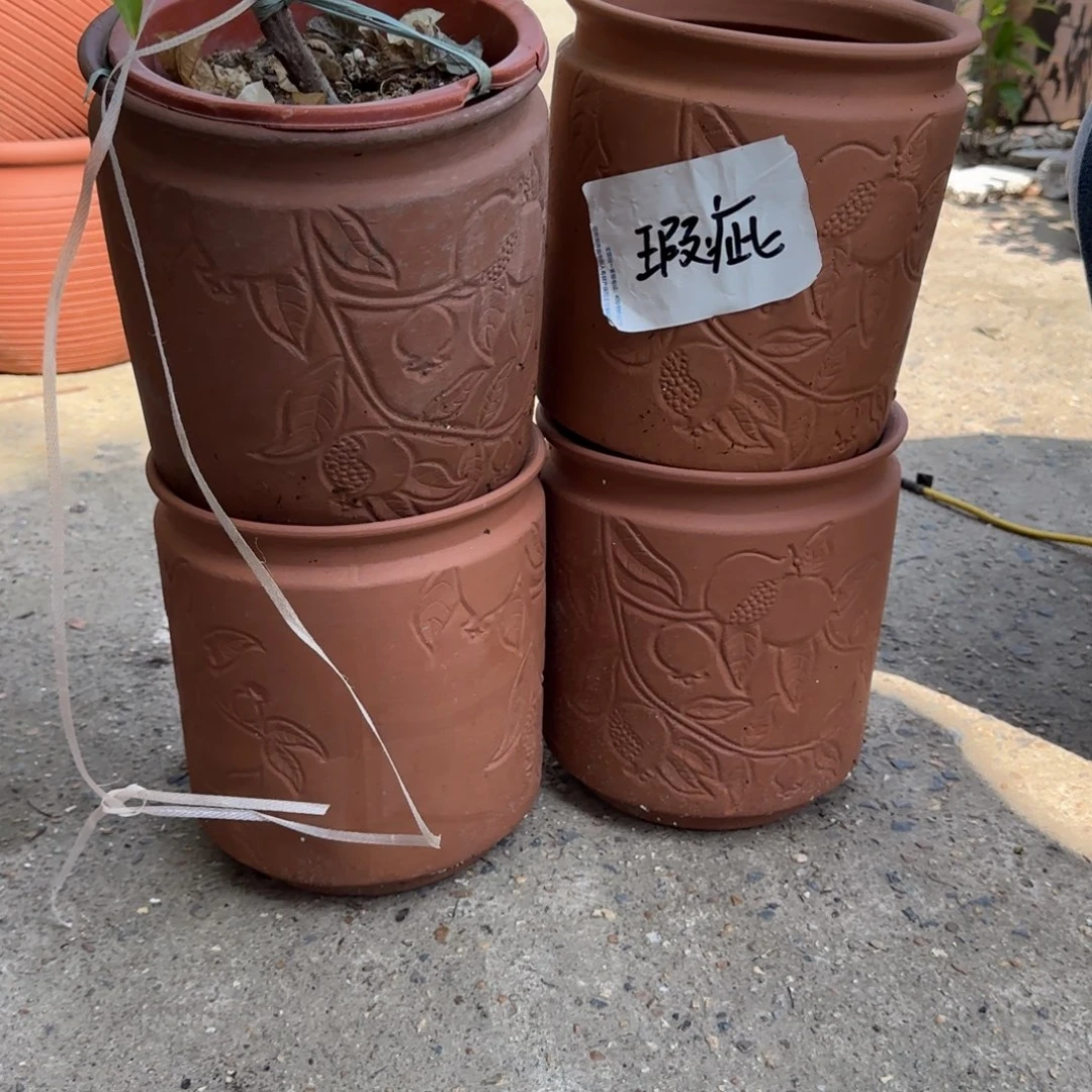 紫砂花盆口20高23宜兴土陶瑕疵粗糙有色差