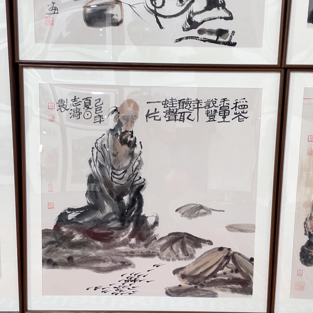 国画手绘画作品带框80/80