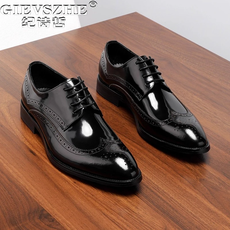 纪诗哲男鞋百搭透气个性休闲鞋子男款潮流轻奢结婚鞋商务轻便皮鞋