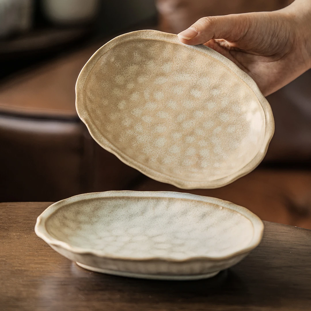 味碟日式餐具粗陶碟家用菜碟甜品碟特色复古蘸料调味碟前菜碟子