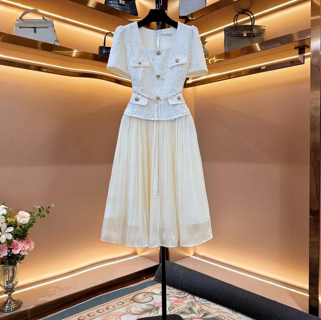 【星芒礼裙】《子沫》轻奢设计师款优雅气质修身时尚收腰连衣裙-86915