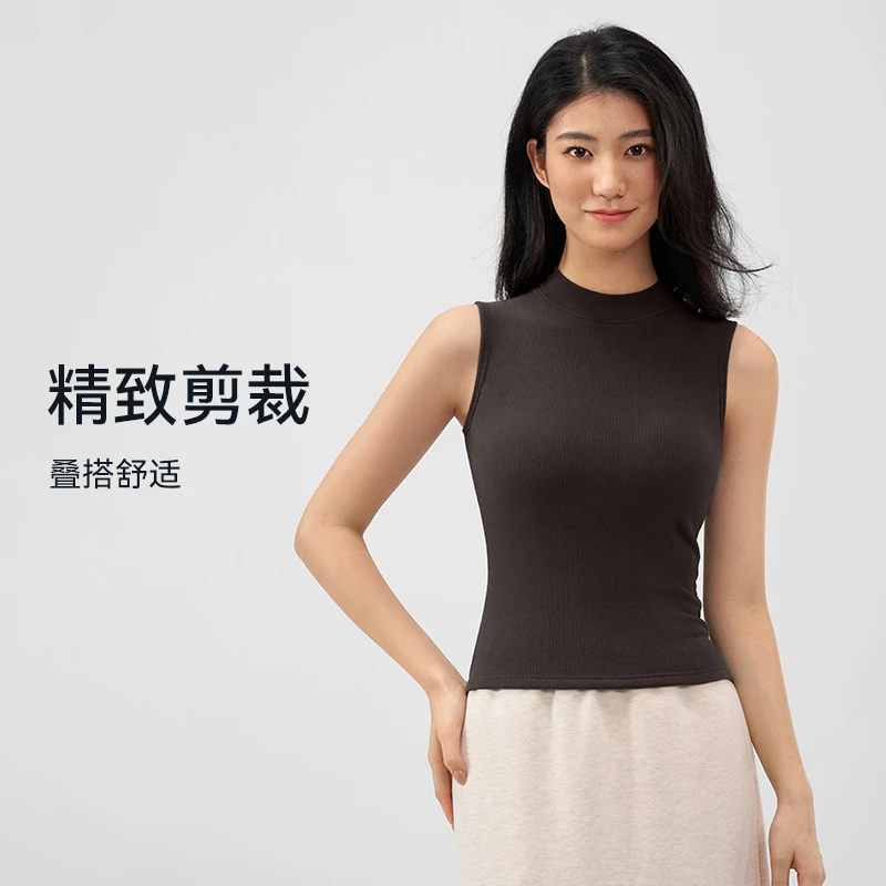 秋冬女款欧若风极简风百搭透气修身运动背心一片式纯色8624