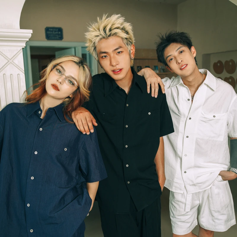 SOSTINE「老钱风 冰丝褶皱」度假风休闲套装男高级感短袖衬衫短裤