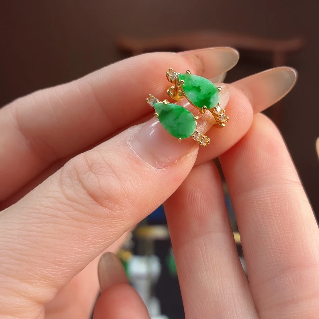 翡翠银S925镶嵌耳饰