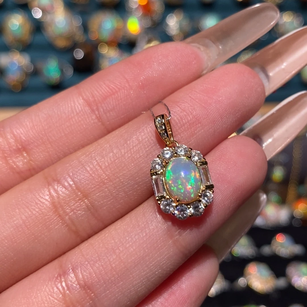 欧泊银S925镶嵌吊坠