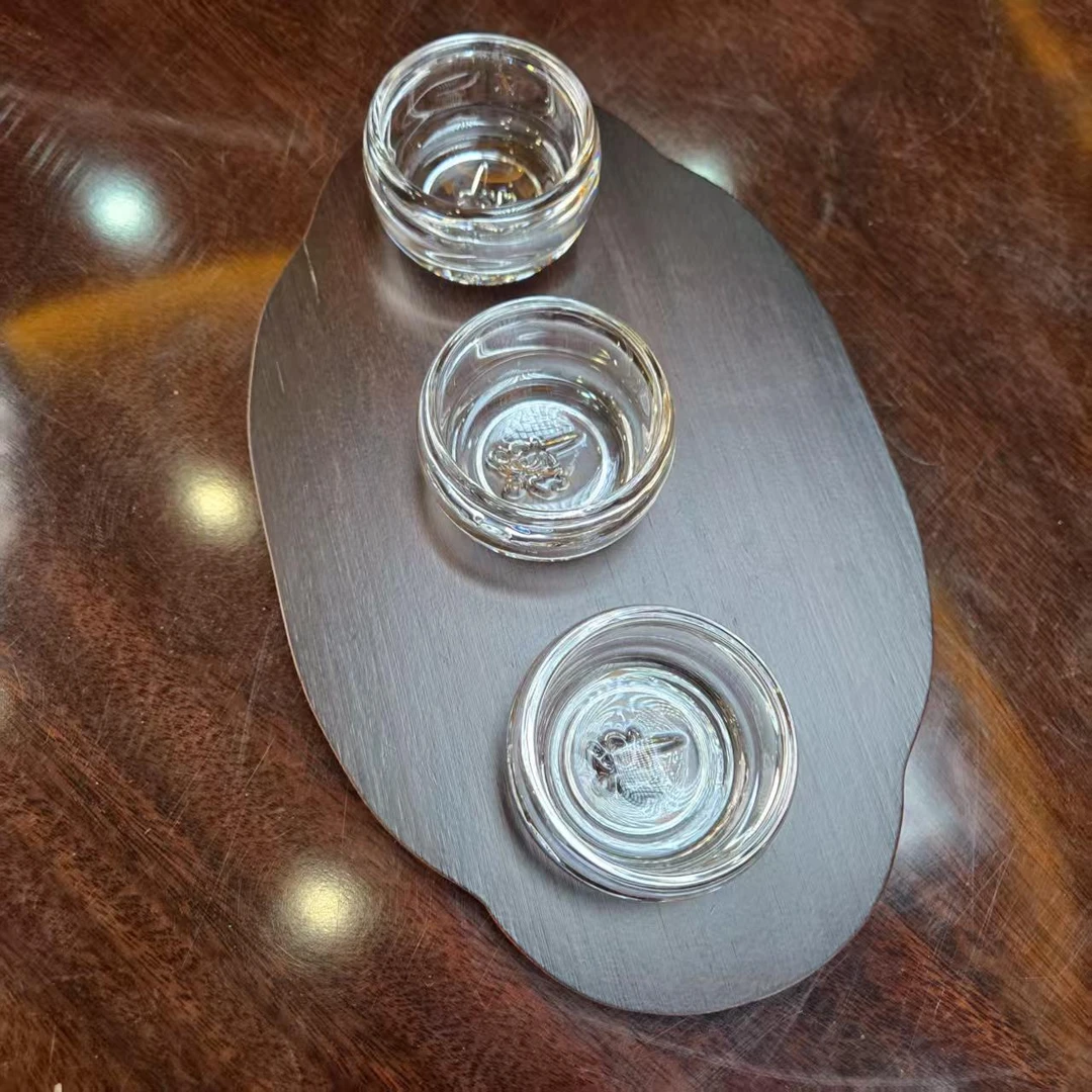 三支装纯人工手作无铅水晶玻璃矮款扳指杯