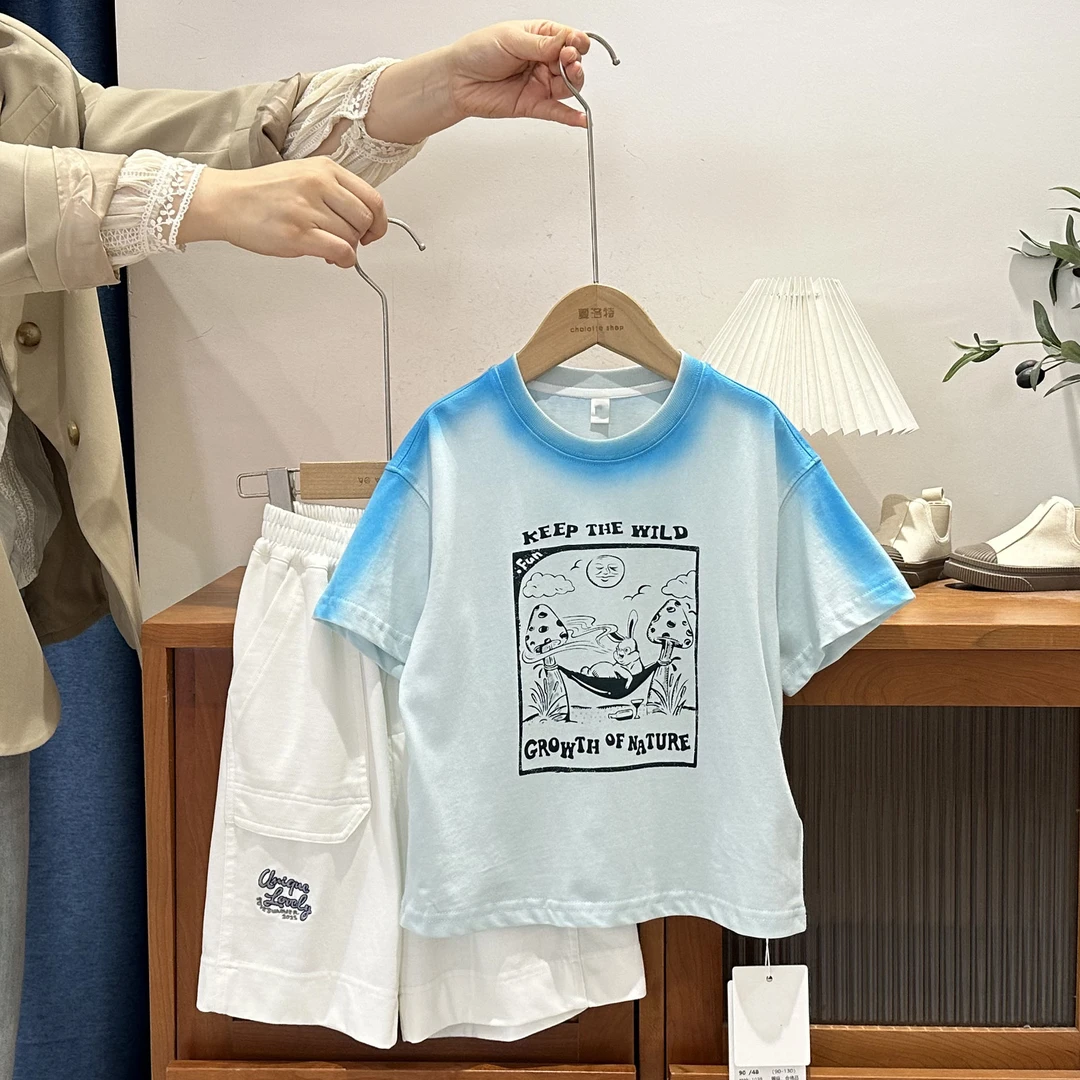 儿童夏季宽松百搭动物印花短袖T恤15263