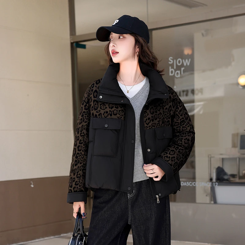 厚款宽松型翻领保暖宽松棉衣棉服秋冬冬季女士外套