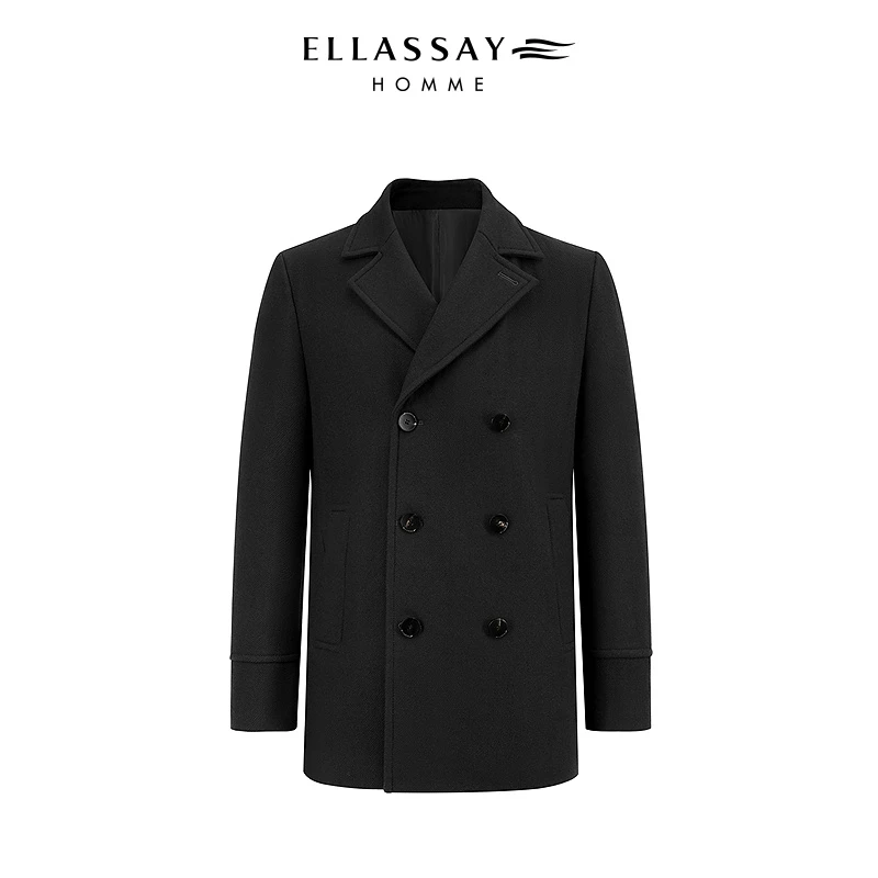 【含羊毛 驼绒】 ELLASSAY歌力思男装秋冬中长款双排扣毛呢大衣男款