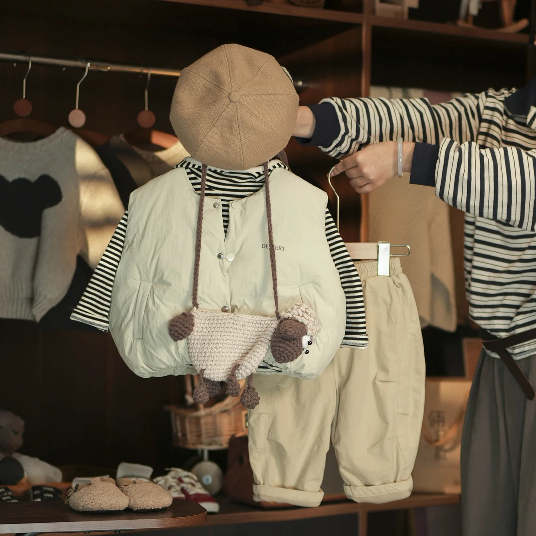 【俩只橙】《冬》面包超人~夹棉面包马甲+巫师帽打底+儿童加绒休闲裤