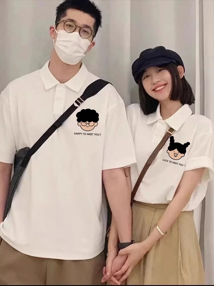 情侣装POLO衫短袖t恤潮牌高级感一男一女2025新爆款夏季宽松上衣