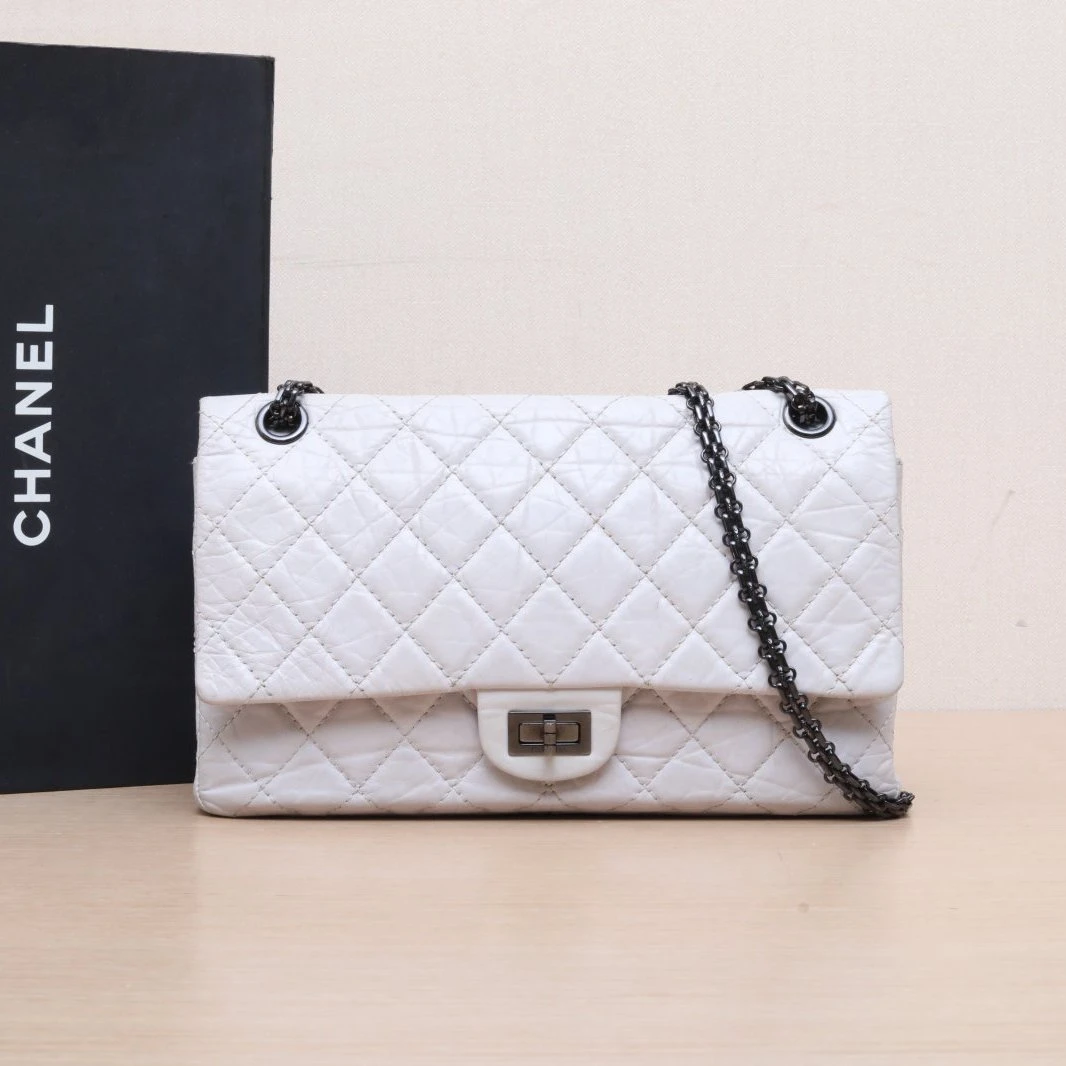 95新 Chanel/香奈儿 【娇29】活动2.55 口盖包 大号 白色 765750