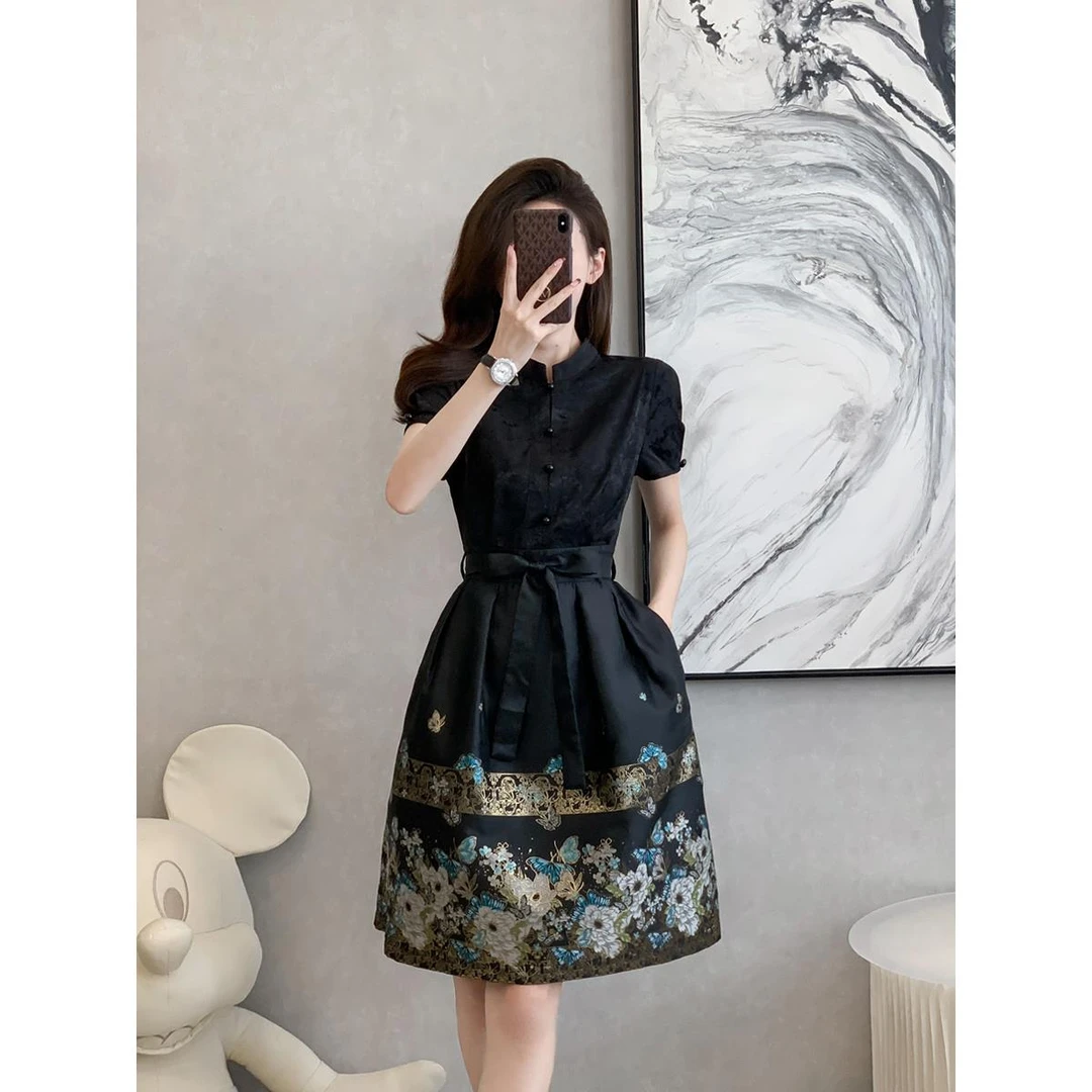 VOCKOO官方新中式国风女装成人马面裙薄款汉服女2025新款夏连衣裙