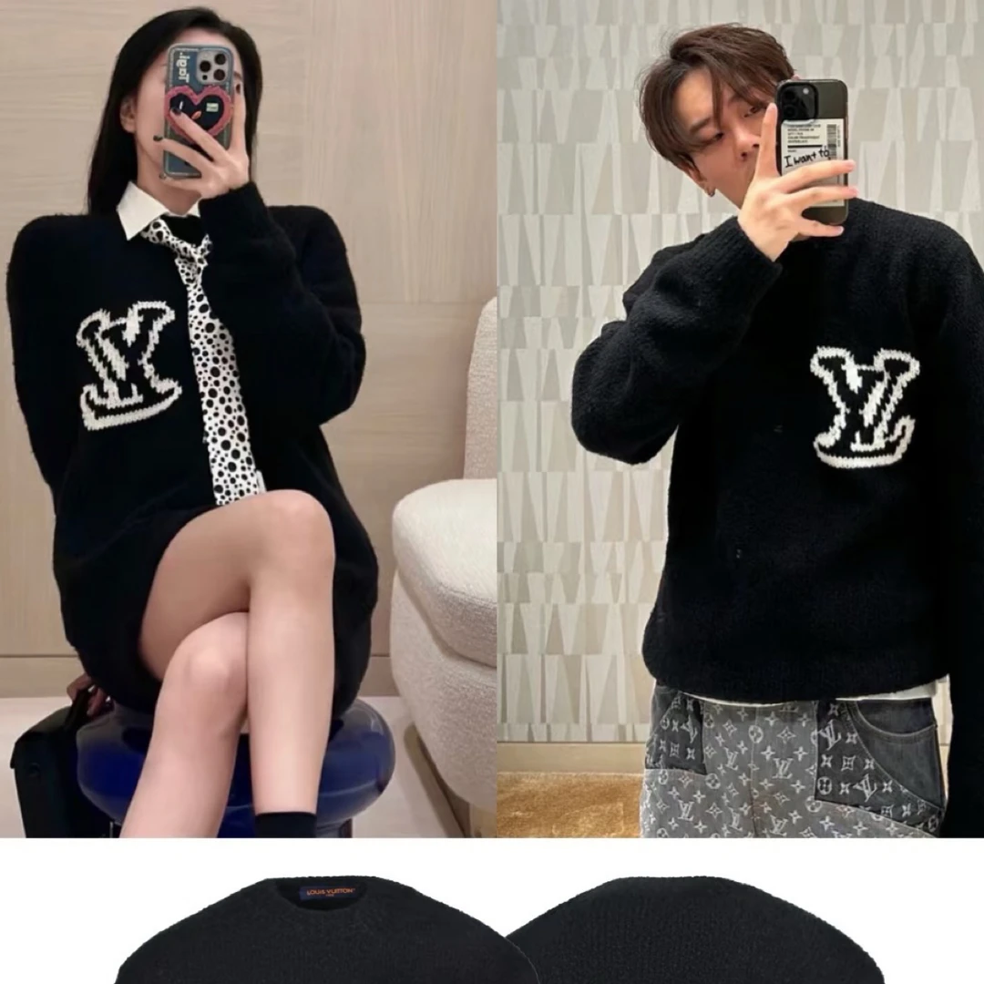 未使用 LouisVuitton/路易威登 yy 017469 嵌花字母针织毛衣 M码