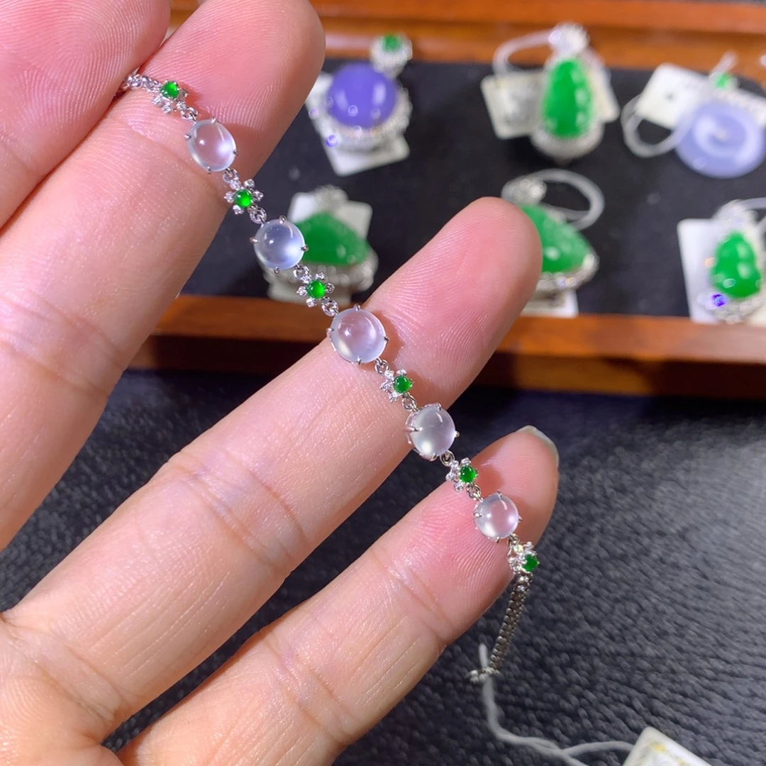 翡翠18K金镶嵌手链翡翠