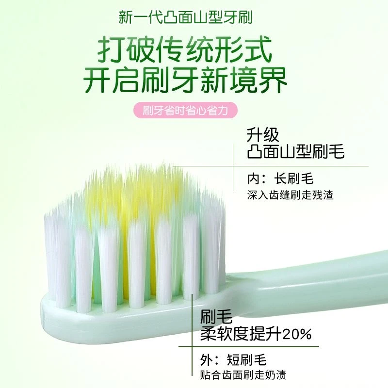 高档成人护龈软毛山型凸面家用宽头牙刷情侣男女学生马卡龙家庭装