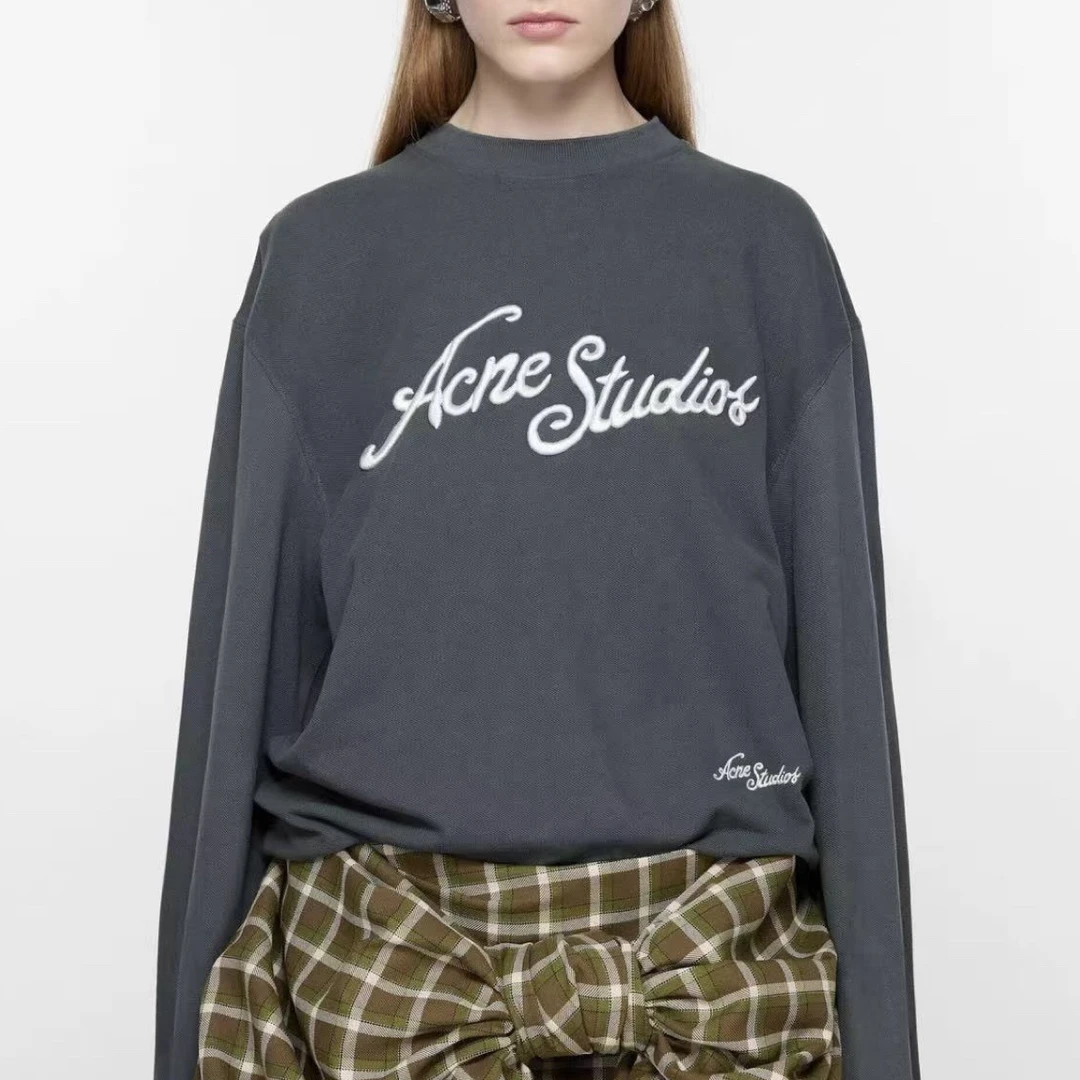未使用 Acne studio 立体字母刺绣徽标圆领长袖卫衣 M码 02993