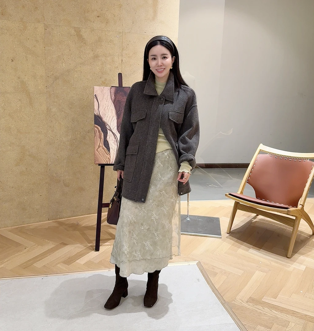 鑫燃KIKI  100羊毛时尚夹克款方兜毛呢外套  259869  MHT