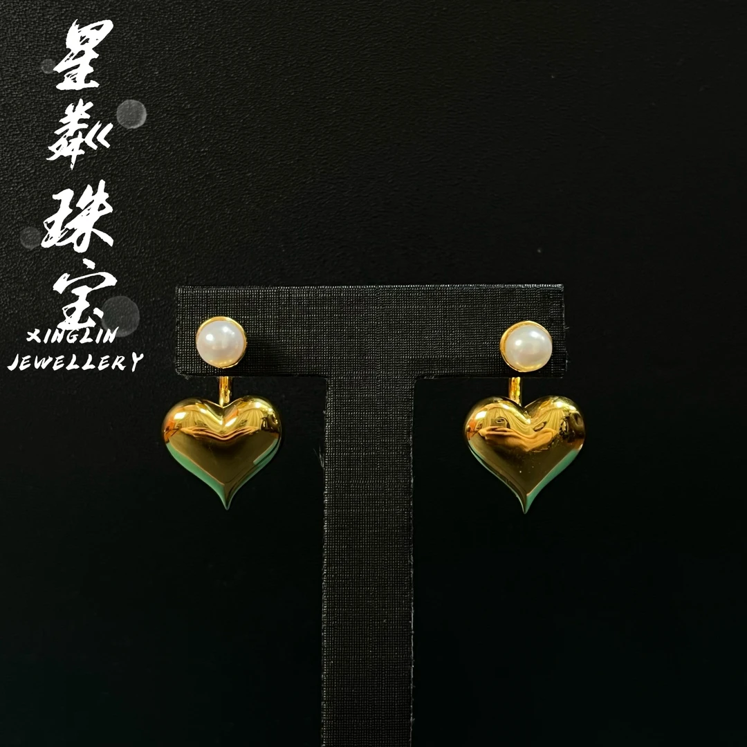 【爆款爱心耳钉】足金999黄金5D时尚高级轻奢两戴可拆卸款耳钉气质