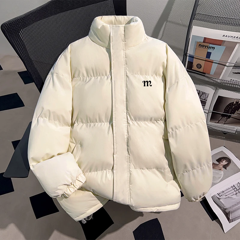 Dekkry潮流简约字母印花冬季保暖立领棉服男女百搭防风情侣装外套