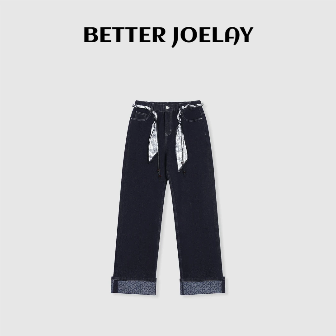 BETTERJOELAY -【曲终人散】时尚高级感休闲风直筒牛仔裤JG9629