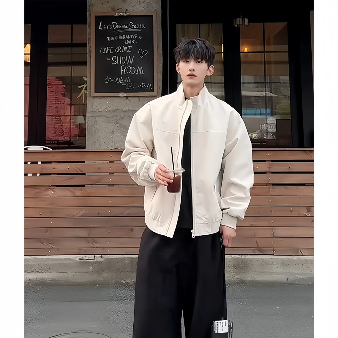 美式cleanfit立领教练飞行夹克男款痞帅三防冲锋衣外套工装棒球服