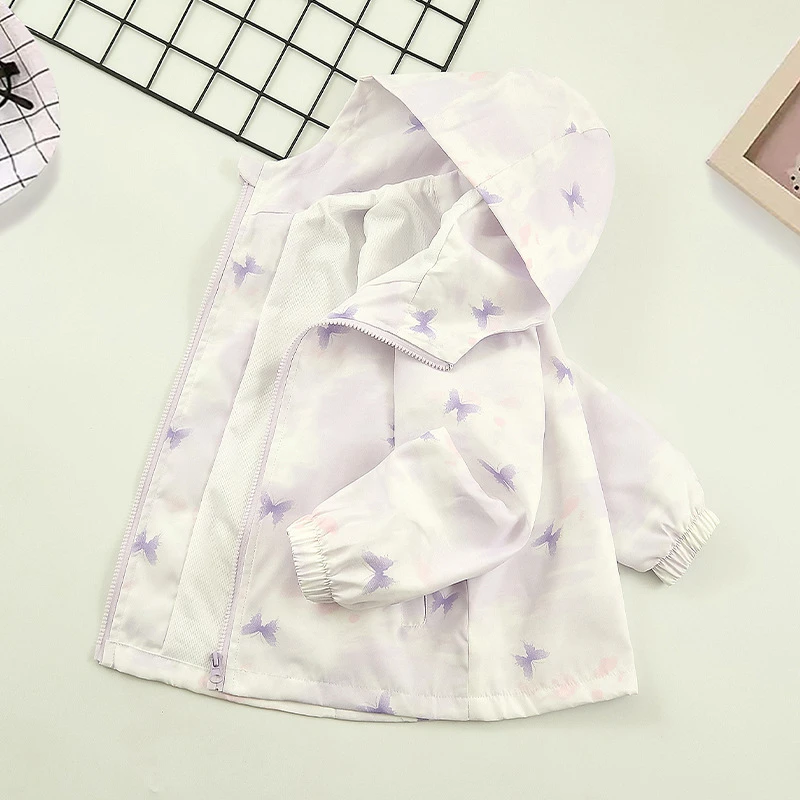 女中大童运动休闲冲锋衣外套2025新款春秋韩版小女孩连帽上衣潮