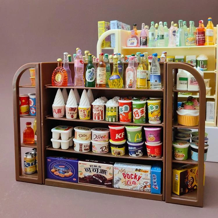 迷你超市便利店食玩仿真立体货架模型微缩食物饮料微景观摆件装饰