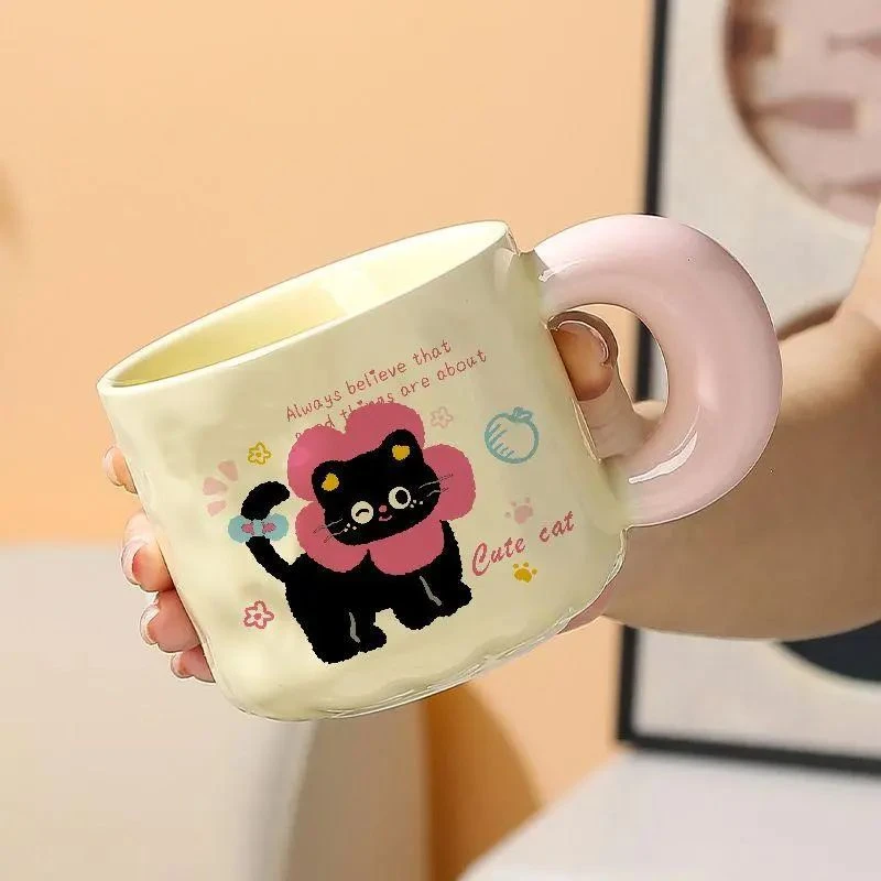 少女心小猫马克杯可爱奶fufu家用水杯送姐妹朋友生日陶瓷可爱002C