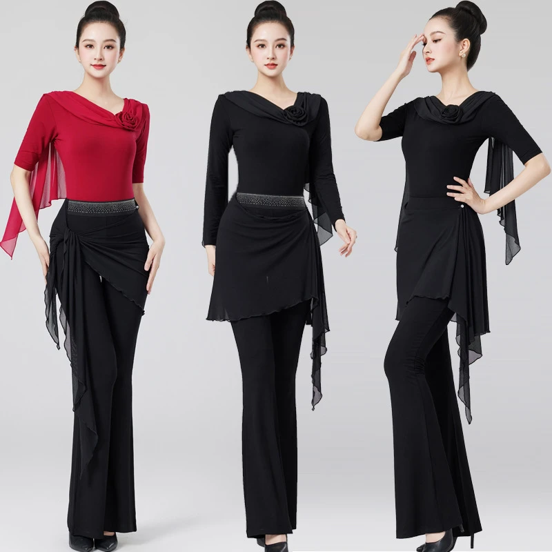 2025新款形体训练服女服装模特培训走秀红色舞蹈练功导师礼仪服