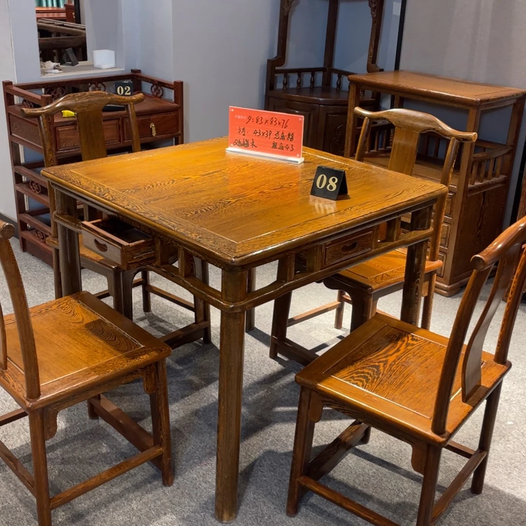 用***1成套家具鸡翅木类鸡翅木83 83 76一桌四椅五件套