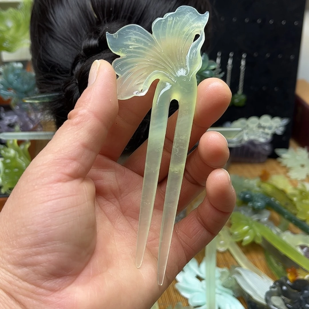 非金属天然岫玉发簪