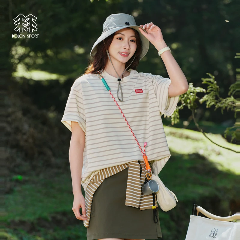 KOLON SPORT可隆LOGO短袖T恤露营系列夏内搭男女圆领短袖上衣