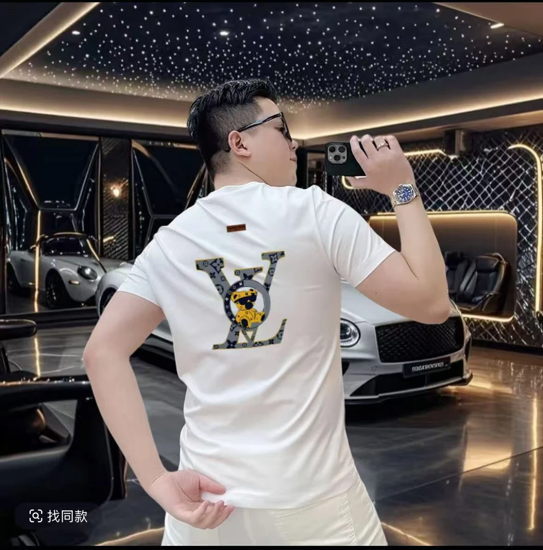 2025夏天男士短袖T恤高端潮牌印花百搭上衣服时尚休闲半袖