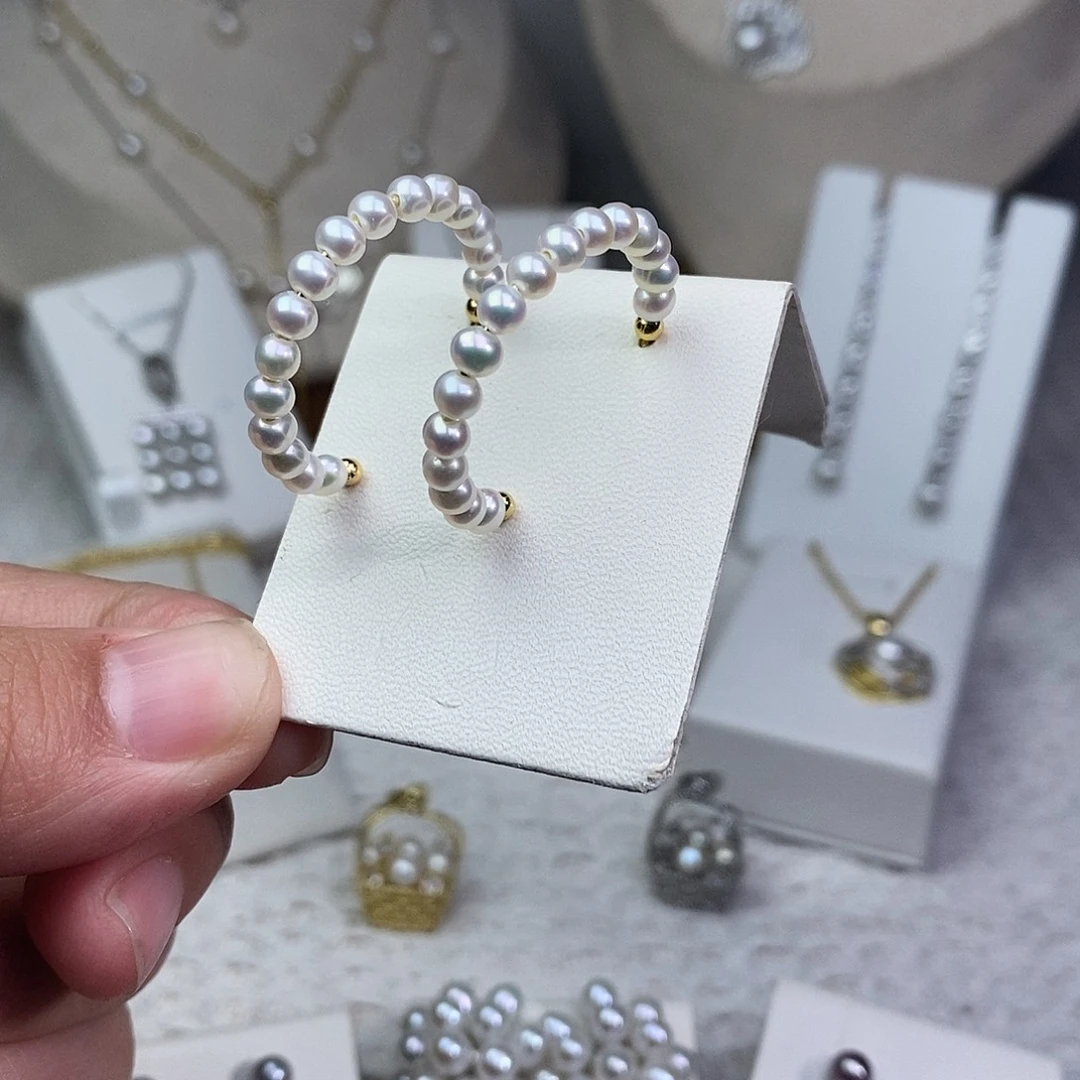 银S925镶嵌淡水珍珠耳饰