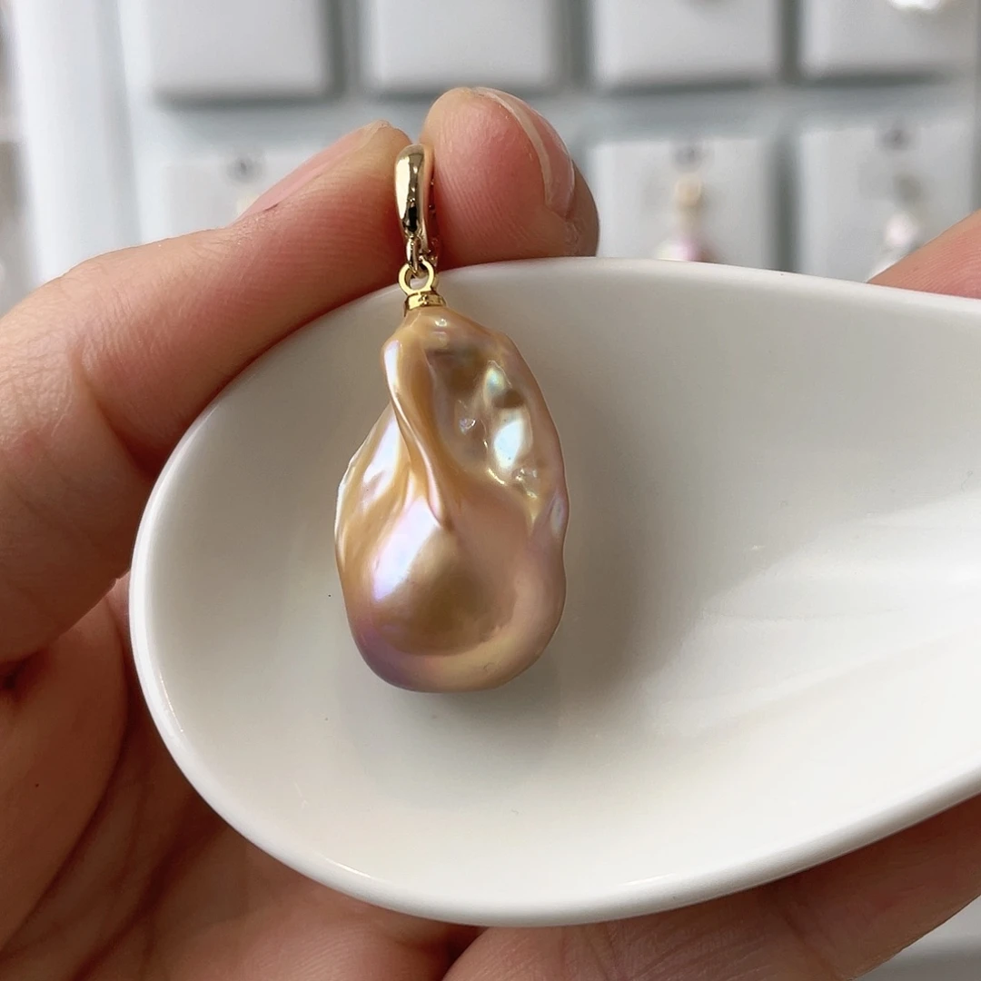 淡水珍珠天然珍珠巴洛克银S925镶嵌