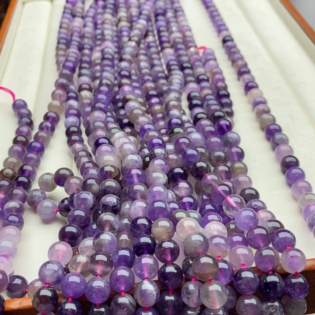 玛瑙/玉髓未镶嵌珠宝半成品一条天然8mm梦幻紫水晶