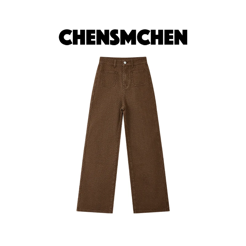 CHENSMCHEN 时尚设计感简约牛仔裤女百搭宽松显瘦直筒裤CSN8611YW