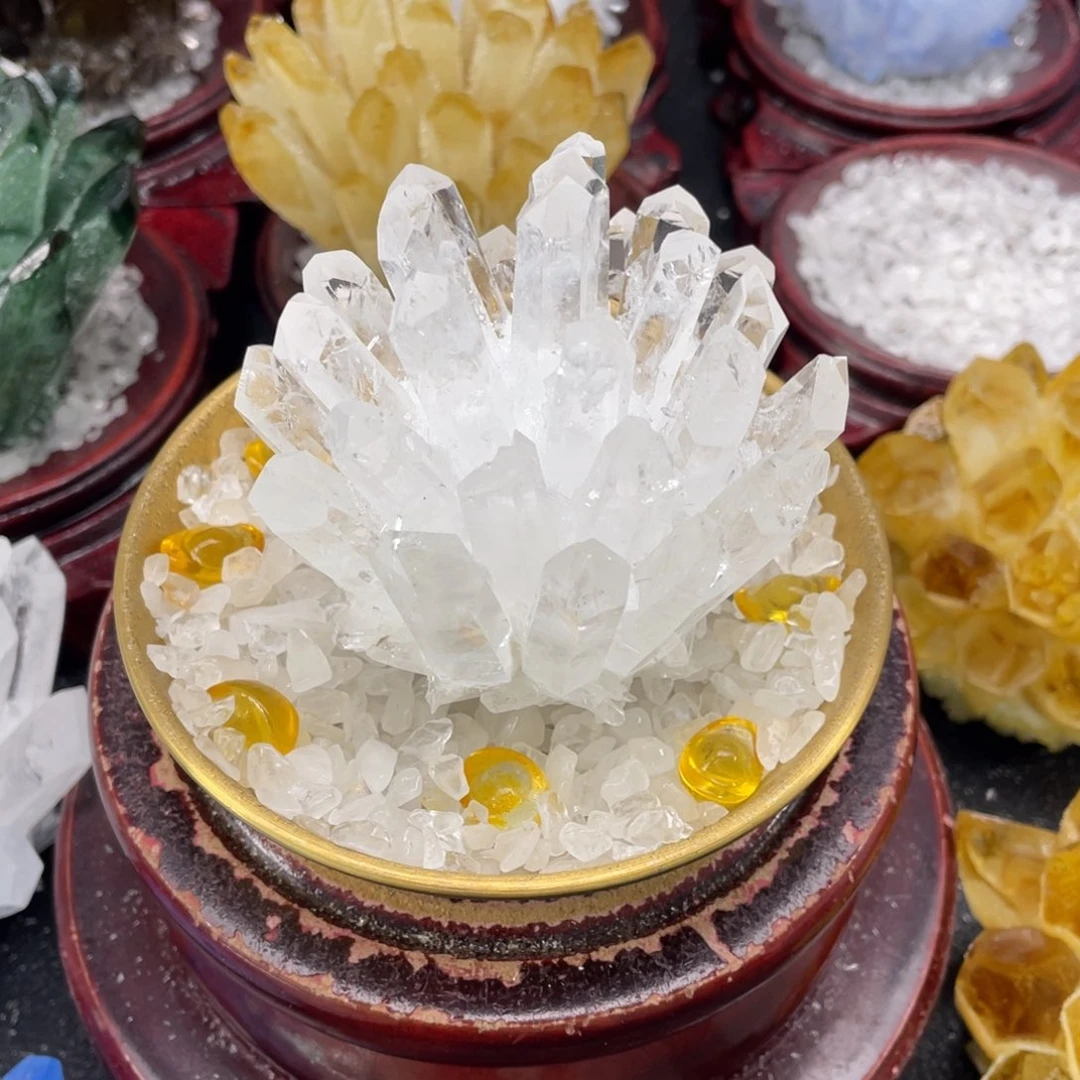 石材画**花天然白水晶58