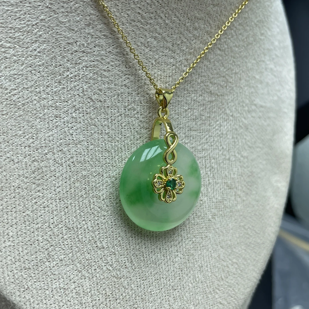 【大芃】翡翠14k飘花平安扣LY352