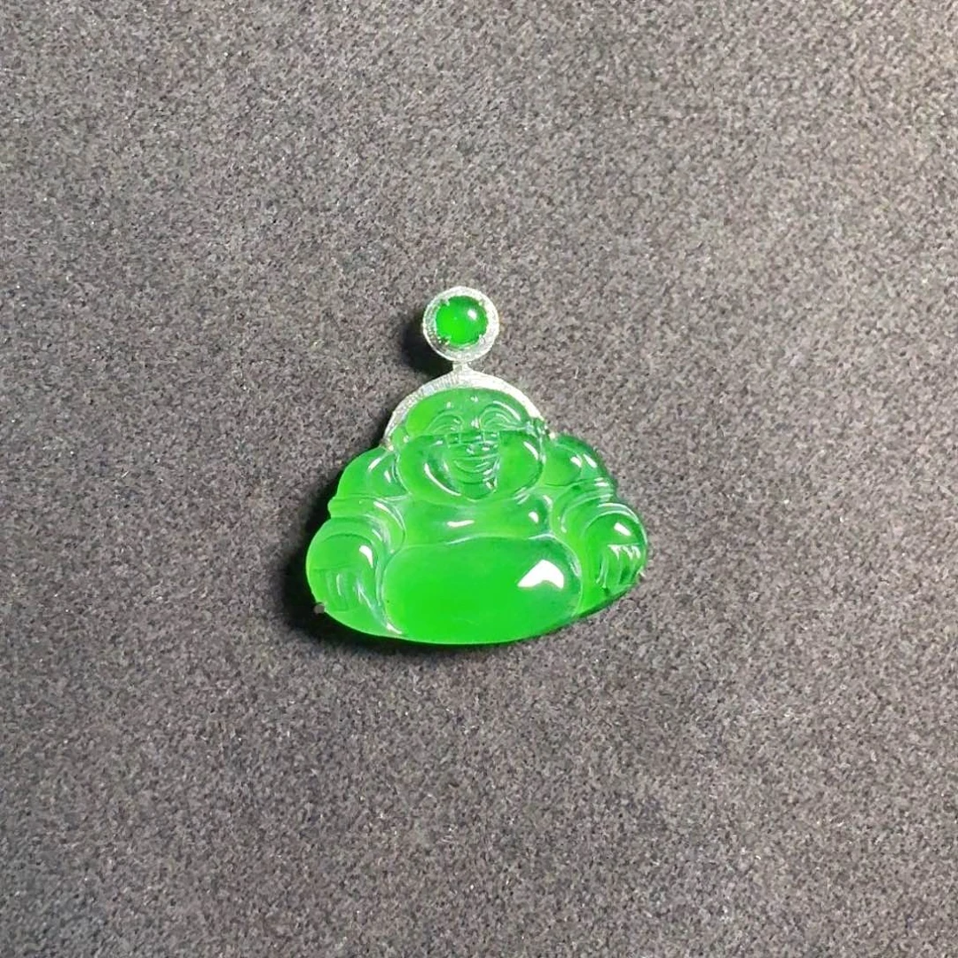 翡翠18K金镶嵌吊坠(赠链)天然