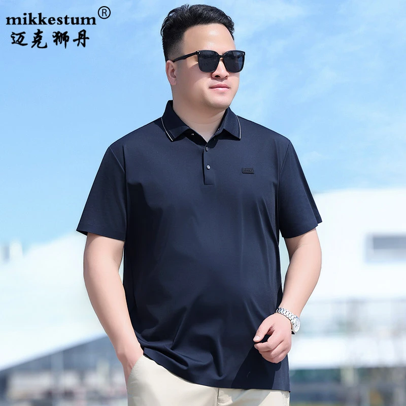 加肥加大码莫代尔夏季POLO衫男式肥佬商务桑蚕丝体恤胖子短袖T恤