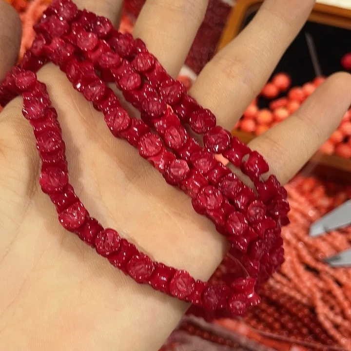 玛瑙/玉髓合金珠宝半成品7个双面雕刻玫瑰花