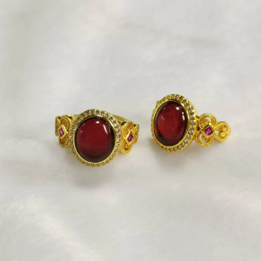 【康康严选】琥珀蛋面戒指X9【多样性发其一】约11-9-3mm