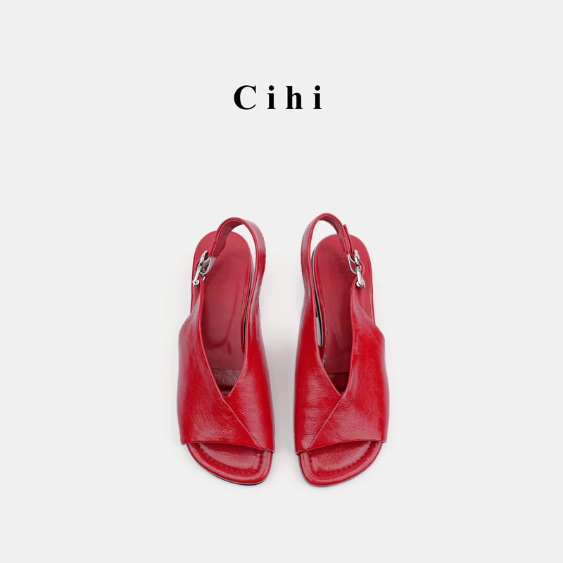 Cihi設計’Teddy girl‘  敲舒适 小众简约方头罗马方跟单鞋